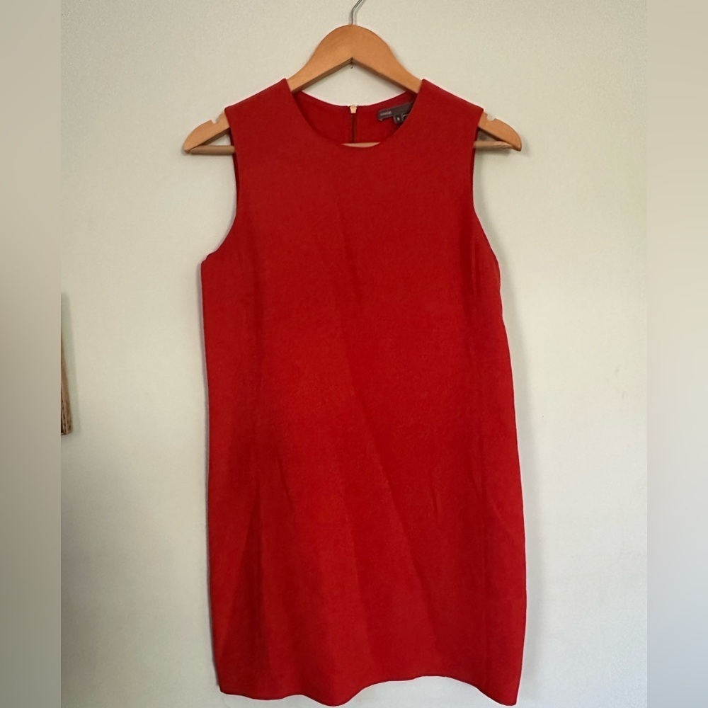 Vince silk mini formal homecoming Shift dress Orange Sleeveless Dress - Picture 2 of 6